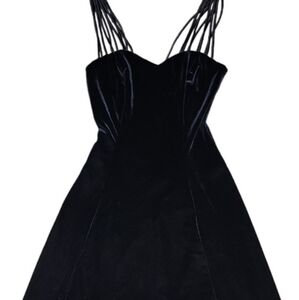 NEW Vintage 90s Dress Black Velvet Size 3/4 Party Dance Sweatheart Neckline